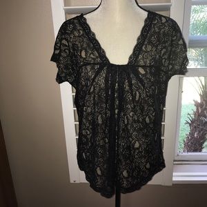 Black Lace Dressy Shirt Blouse